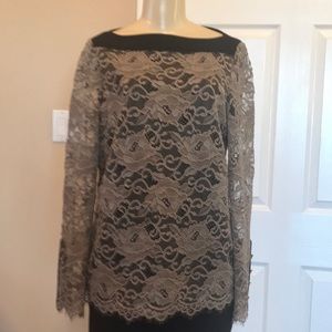 Tory Burch Beige/Black  boat neck blouse